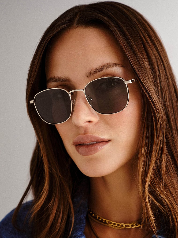 Le Specs Neptune Deux Sunglasses, Gold, onModelFront, 1 of 3