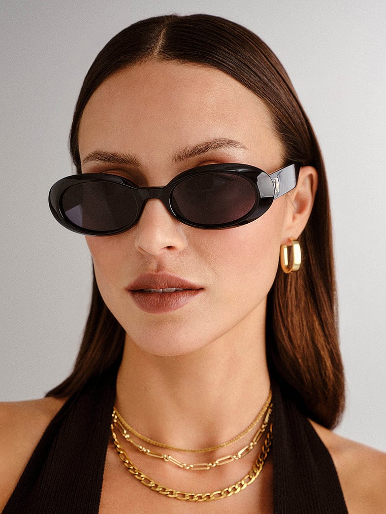 Le Specs Work It Sunglasses, Black, onModelFront, 1 of 4