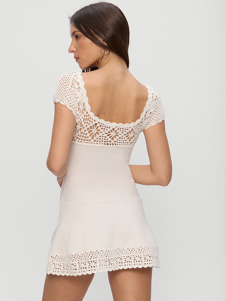 Victoria's Secret, Frankies Bikinis Lover Cloud Knit Mini Dress, White, onModelBack, 2 of 4