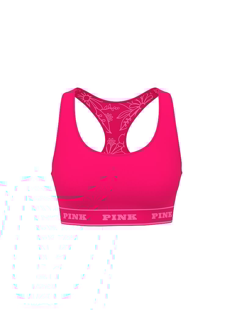 PINK Seamless Reversible Sports Bra, Hot Stuff, offModelFront, 3 of 3