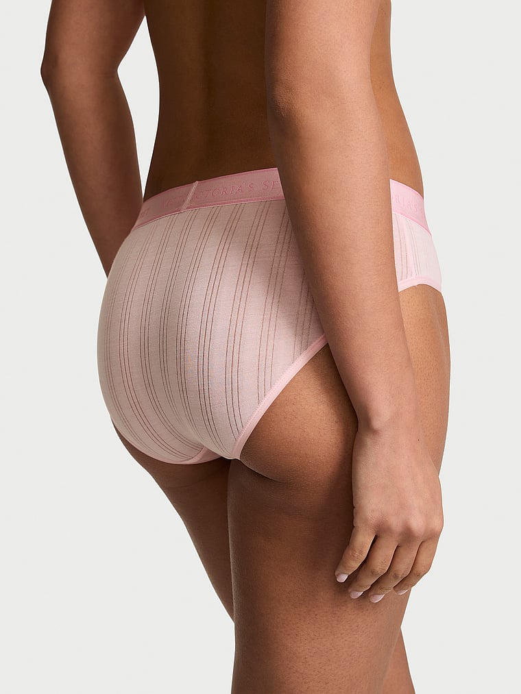 Victoria's Secret, Cotton Logo Cotton Shine Patch Hiphugger Panty, Angel Pink, onModelBack, 2 of 3 Nisaa is 5'9" and wears Small