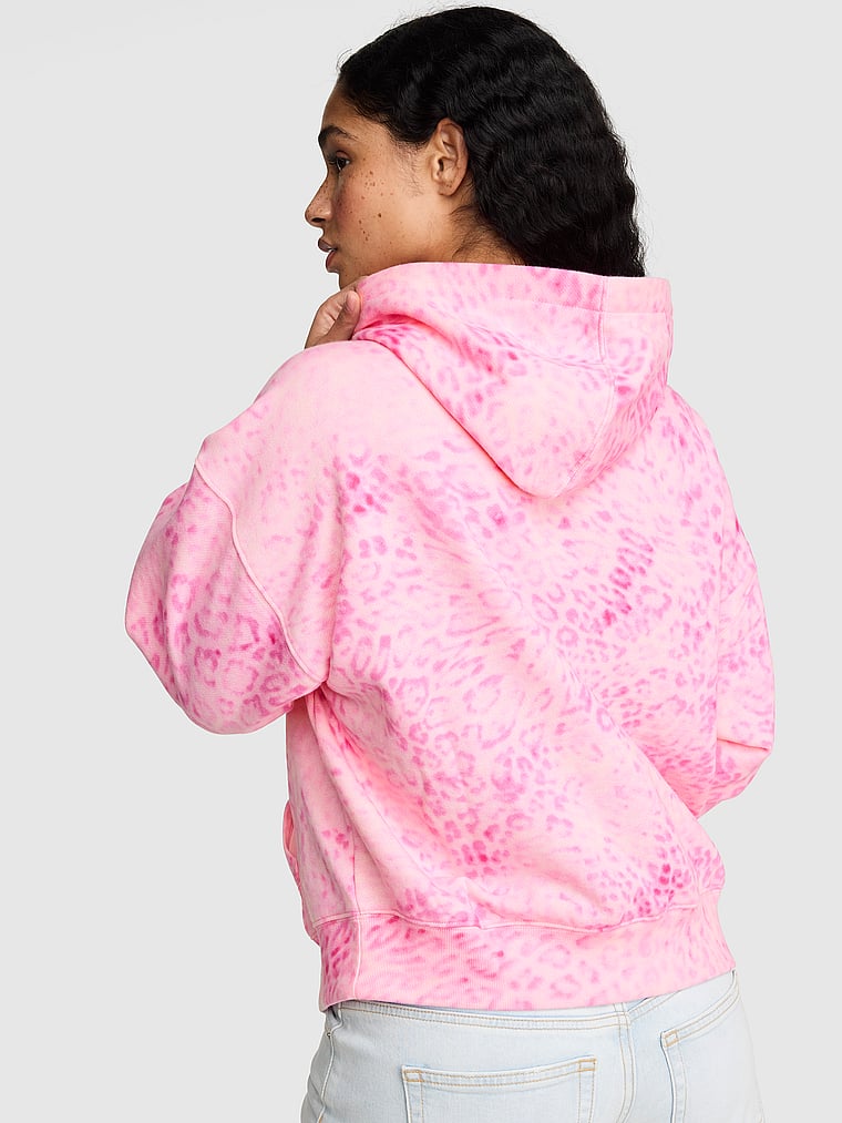 PINK Campus Fleece™ Half-Zip Hoodie, Pink Leopard, onModelBack, 2 of 3