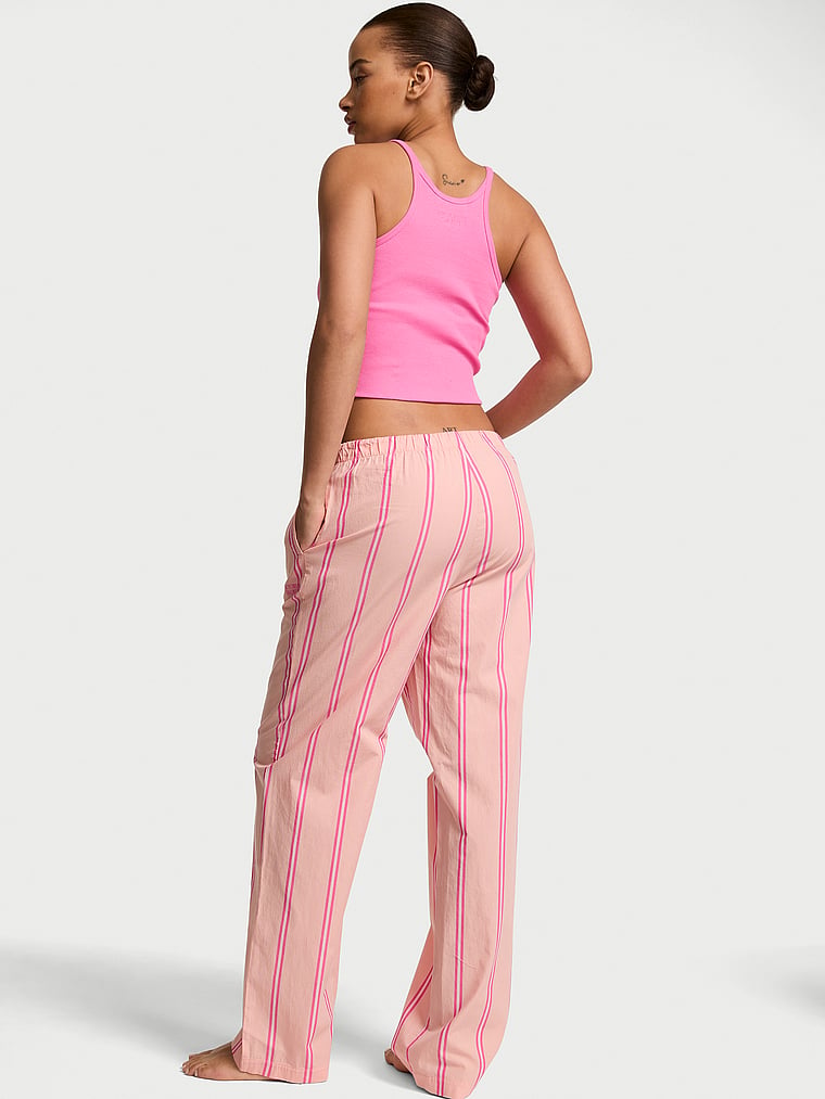 Victoria's Secret, Victoria's Secret Mix & Match Sleep Heritage Cotton Pajama Pants, Pink Gin Stripes, onModelBack, 2 of 4 Nisaa is 5'9" or 175cm and wears Small