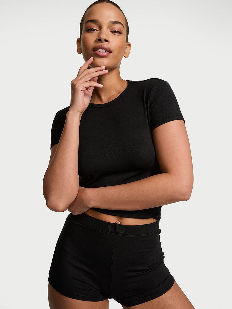Пижамный комплект SoSoft™, крой шортики, модал, в рубчик — Victoria's Secret — фото 1