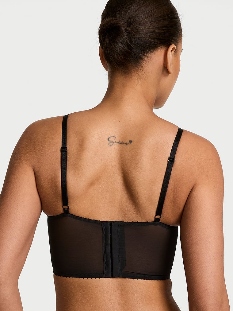 Victoria's Secret, Very Sexy Desire Lines Embroidery Bra Top, Sex-Ray Black, onModelBack, 2 of 4 Nisaa is 5'9" or 175cm and wears 34B or Small