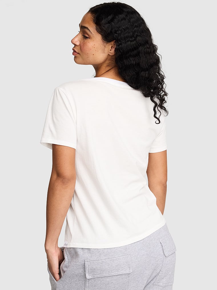 PINK Dream Jersey Scoop Tee, White, onModelBack, 2 of 2