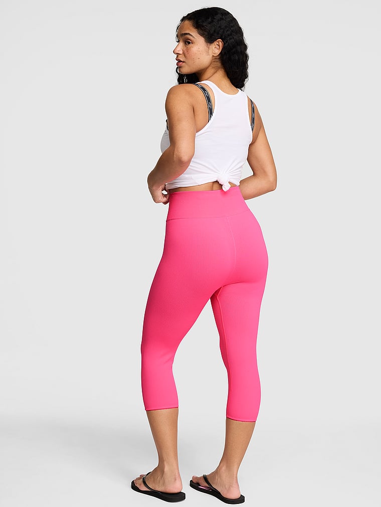 PINK AnyWear Capri Leggings, Fall For Me Pink, onModelBack, 2 of 4
