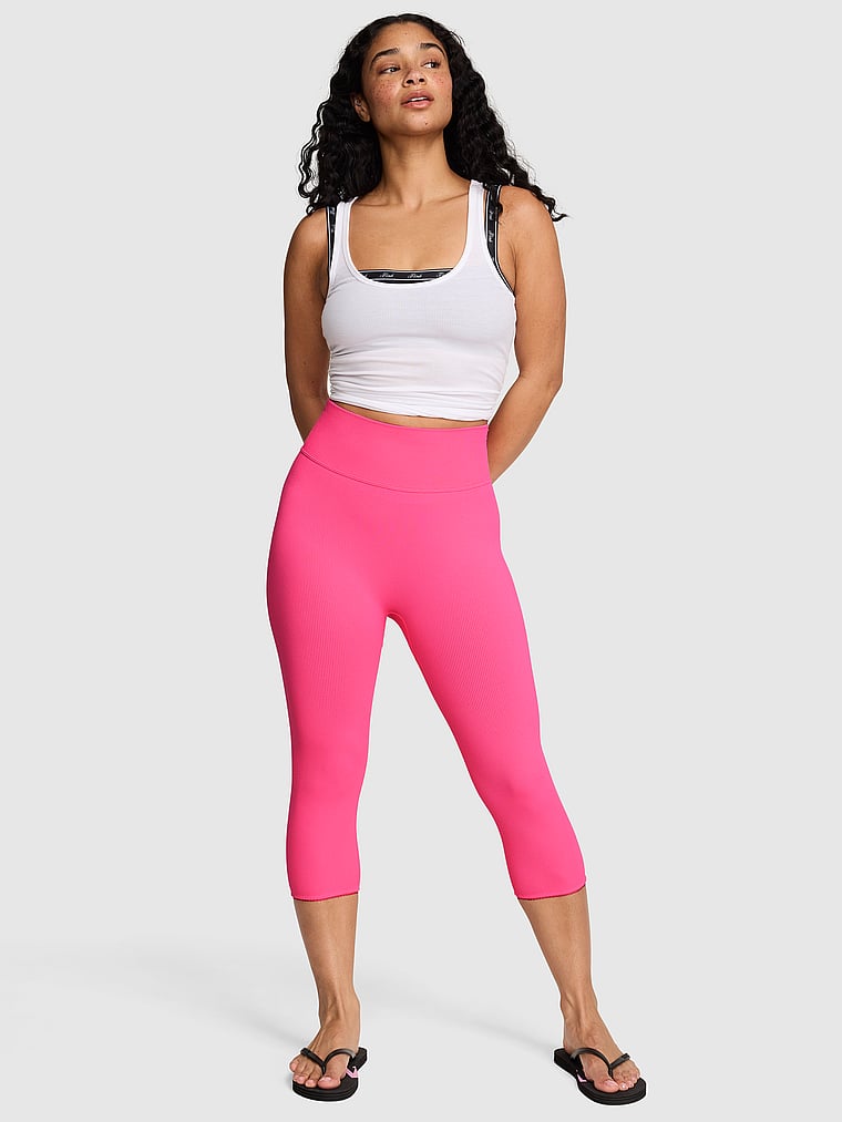 PINK AnyWear Capri Leggings, Fall For Me Pink, onModelFront, 1 of 4