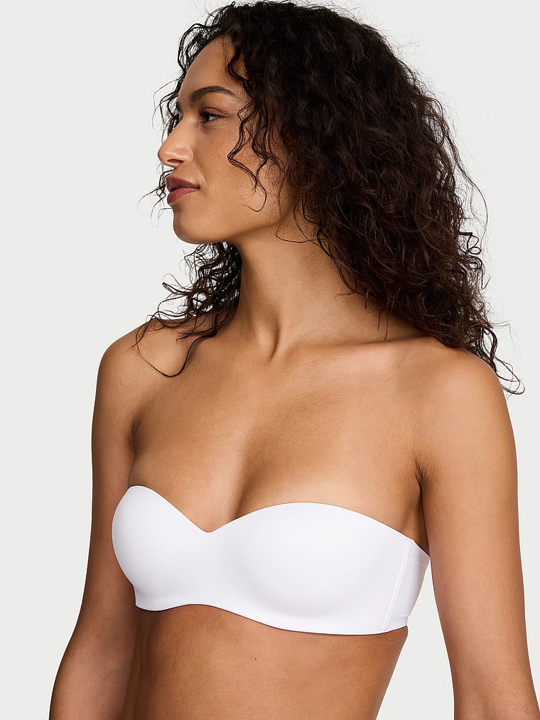 Victoria's Secret, Invisible by Victoria’s Secret Lightly Lined Sweetheart Strapless Bra, VS White, onModelFront, 1 of 3 Nikita  is 5'10" or 178cm and wears 34B or Small