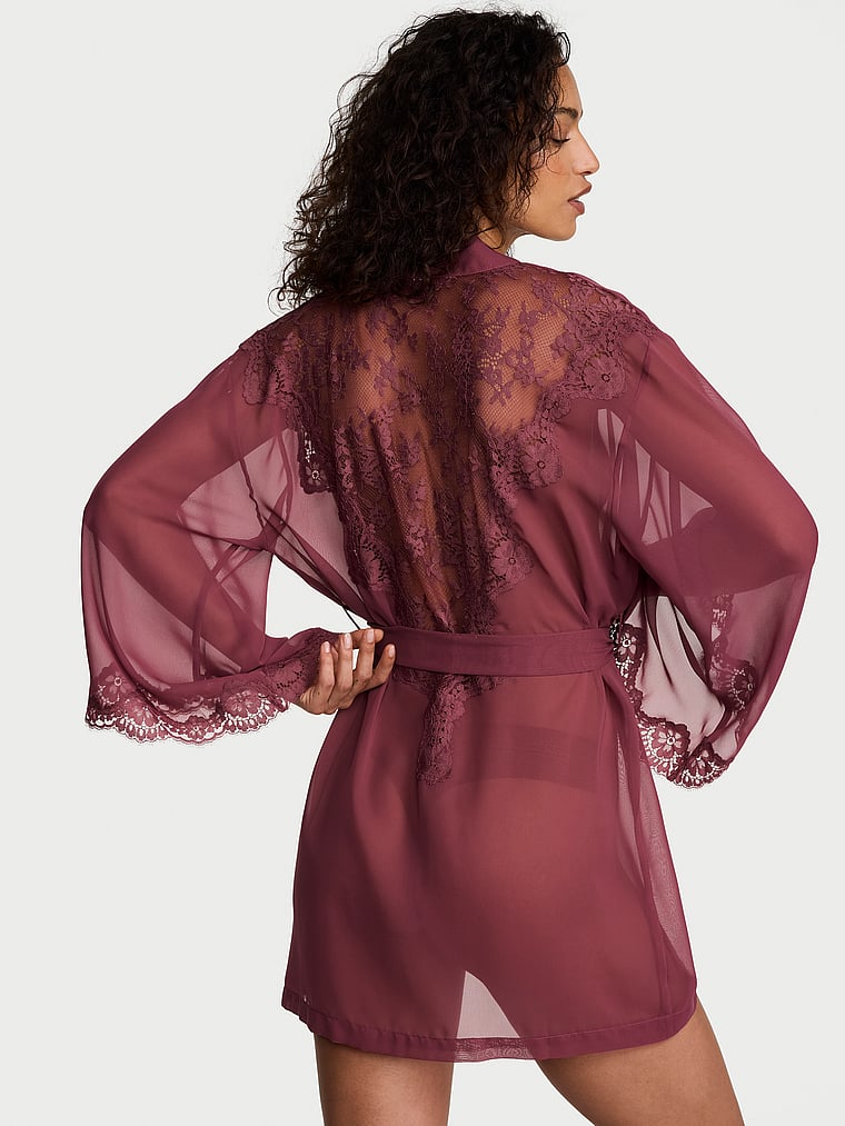 Chiffon & Lace Short Robe
