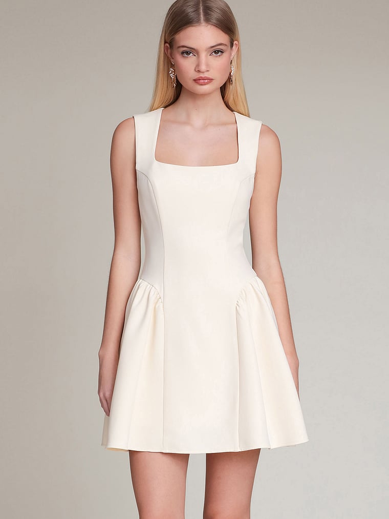 Victoria's Secret, Avec Les Filles Sculpted Flounce Mini Dress, Buttercream, onModelFront, 1 of 4