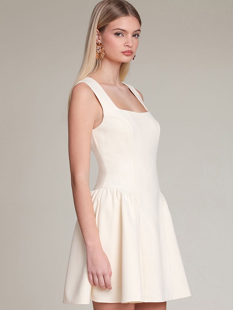 Victoria's Secret, Avec Les Filles Sculpted Flounce Mini Dress, Buttercream, onModelSide, 3 of 4