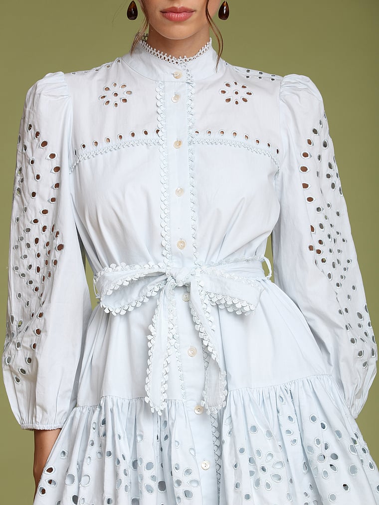 Victoria's Secret, Avec Les Filles Cotton Broderie Anglaise Shirtdress, Ice Blue, detail, 4 of 4