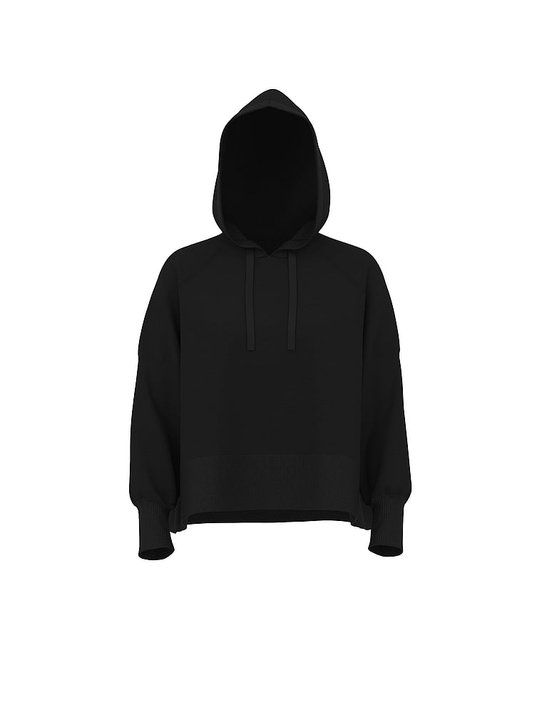 Victoria's Secret, Victoria's Secret Luxe Knit Hoodie, Black, offModelFront, 2 of 4