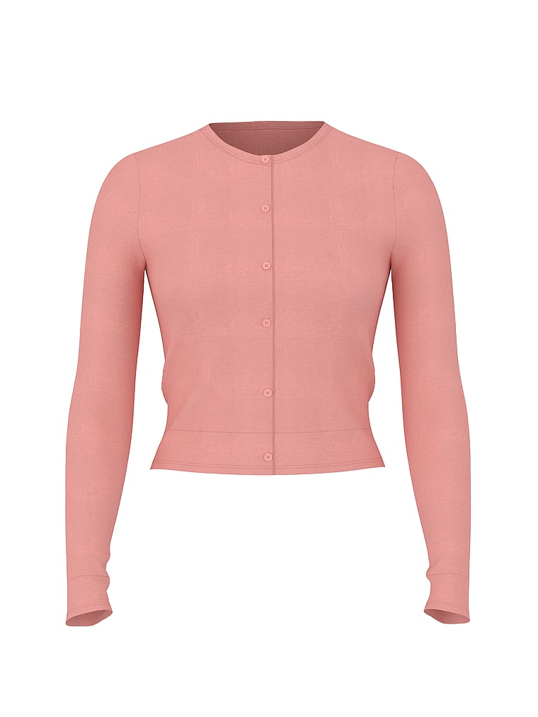 Victoria's Secret, Victoria's Secret Luxe Knit Cardigan, Blush Pink, offModelFront, 4 of 4