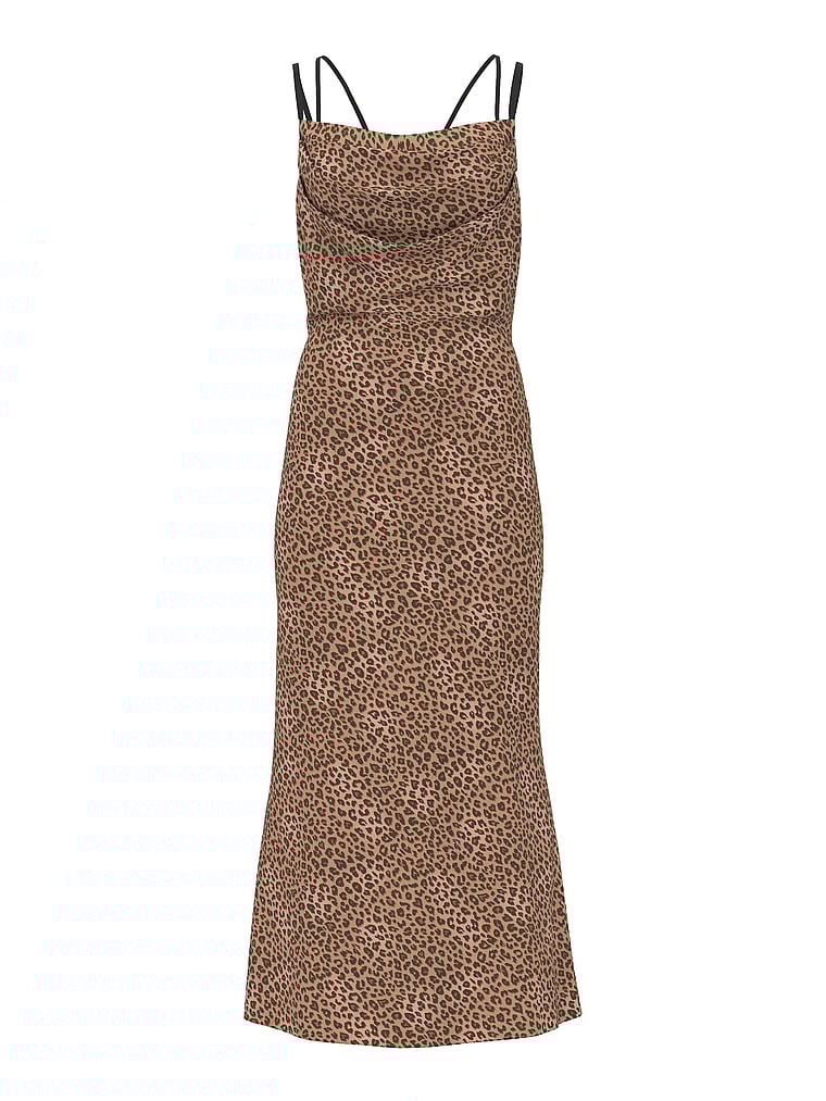 Geo Leo Chiffon Draped Maxi Slip Dress