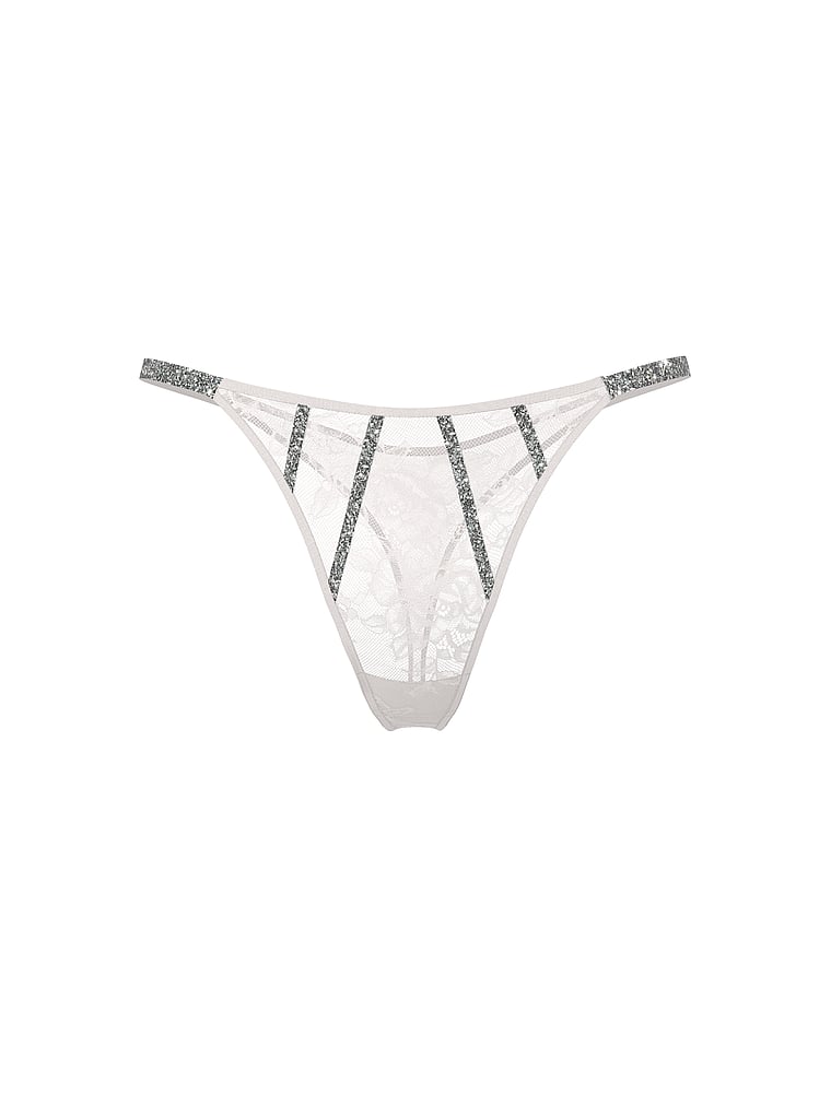 Victoria's Secret, Very Sexy Gradient Shine Strap Rose Lace V-String Panty, offModelFront, 2 of 4
