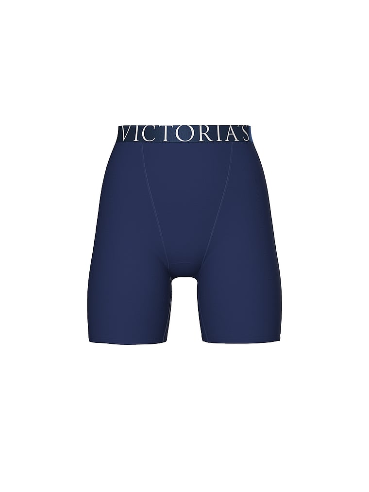 Victoria's Secret, Cotton Exploded Logo Cotton High-Waist Boxer Brief, Ink Blue, offModelFront, 4 of 4