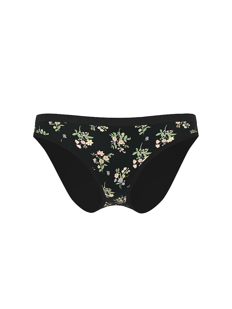 Victoria's Secret, Victoria's Secret Stretch Cotton Bikini Panty, Black Floral Bouquets, offModelFront, 3 of 3