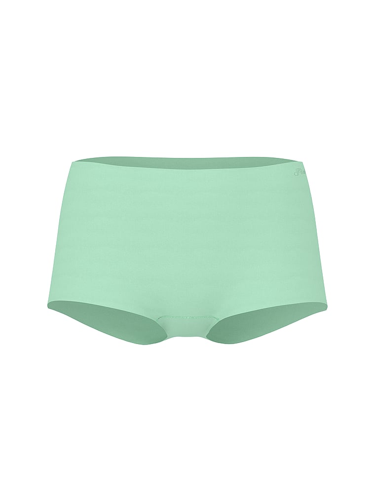 PINK No-Show Mid-Rise Boyshort Panty, Green Sea, offModelFront, 3 of 5
