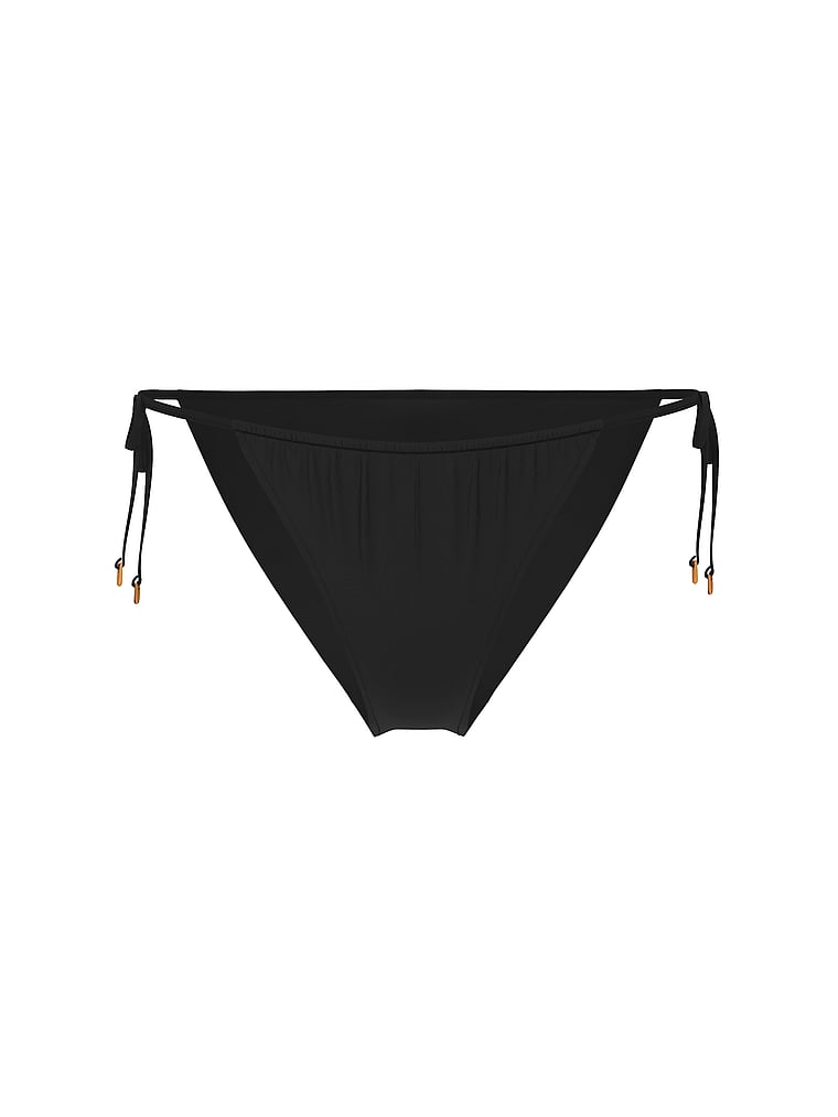 Victoria's Secret, Victoria's Secret Swim Side-Tie Itsy String Bikini Bottom, Pure Black, offModelFront, 3 of 3