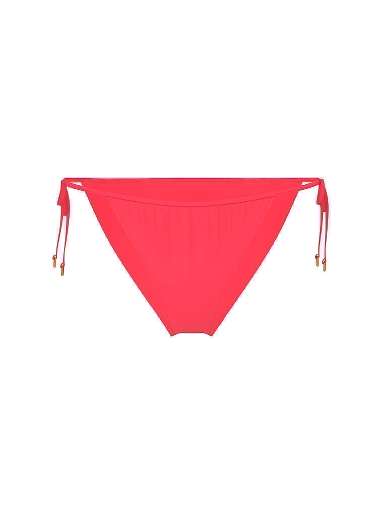 Victoria's Secret, Victoria's Secret Swim Side-Tie Itsy String Bikini Bottom, Poppy, offModelFront, 3 of 3