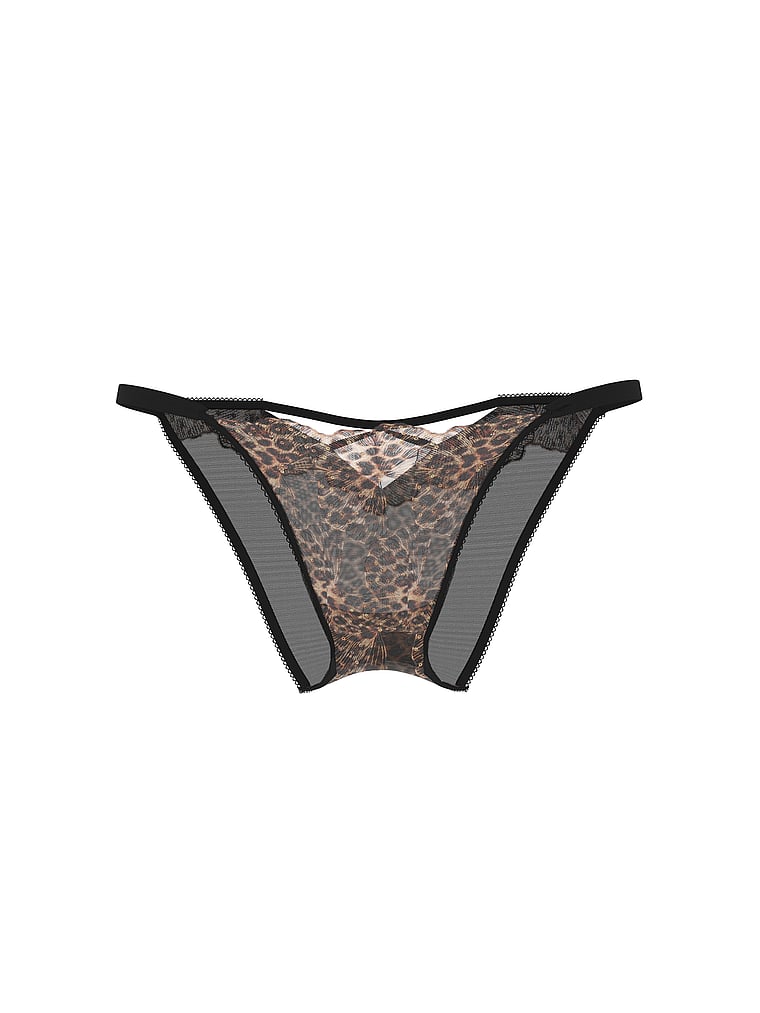 Victoria's Secret, Very Sexy Geo Leo Embroidery String Brazilian Panty, Shimmer Geo Leo, offModelFront, 4 of 4