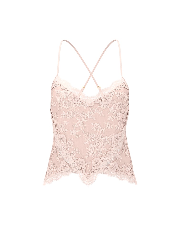 Victoria's Secret, Dream Angels Lace Scallop-Hem Cami, Purest Pink, offModelFront, 4 of 4