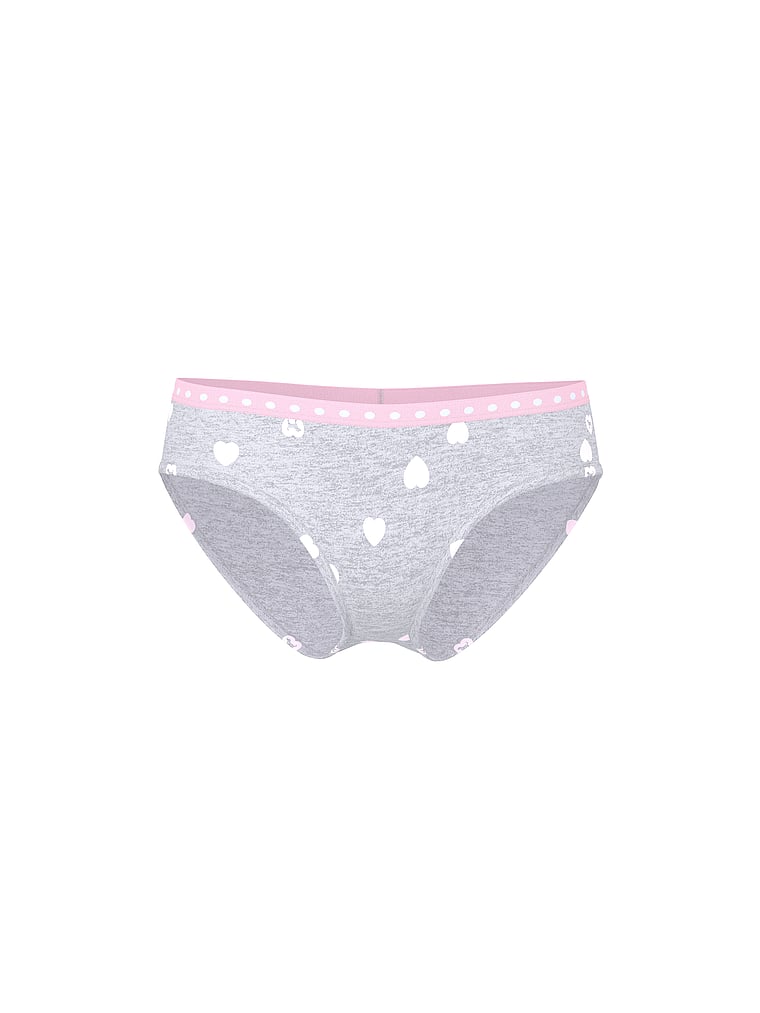 PINK Logo Cotton Hiphugger Panty, Medium Heather Grey Heart Dog Print, offModelFront, 3 of 3