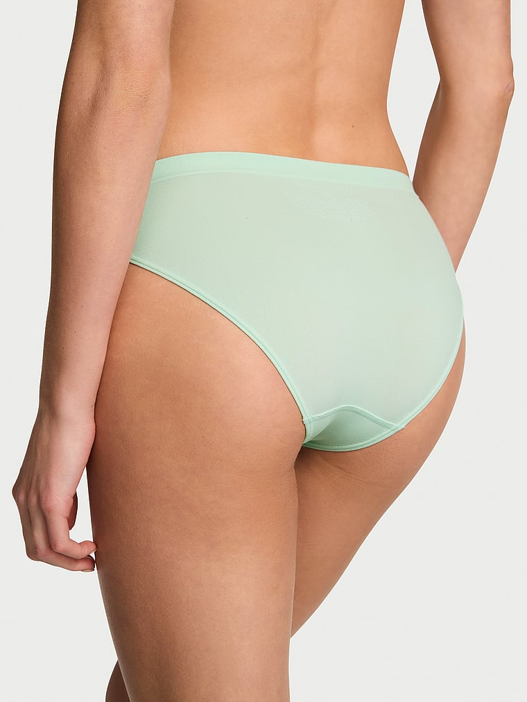 Victoria's Secret, Seamless Seamless Bikini Panty, Mint, onModelBack, 2 of 3 Aga is 5'10" and wears Small