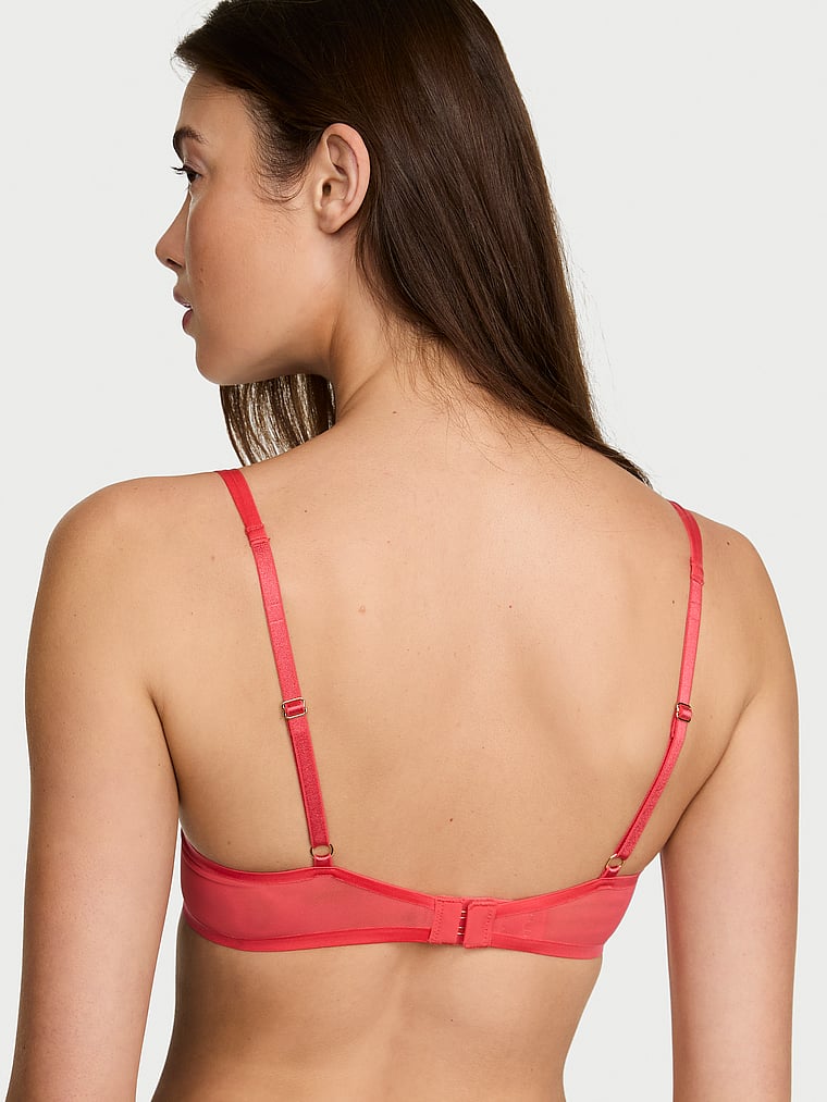 Victoria's Secret, Very Sexy Sheer Reveal Unlined Balconette Bra, Hot Coral, onModelBack, 2 of 3 Kennidy is 5'11" or 180cm and wears 34B or Small