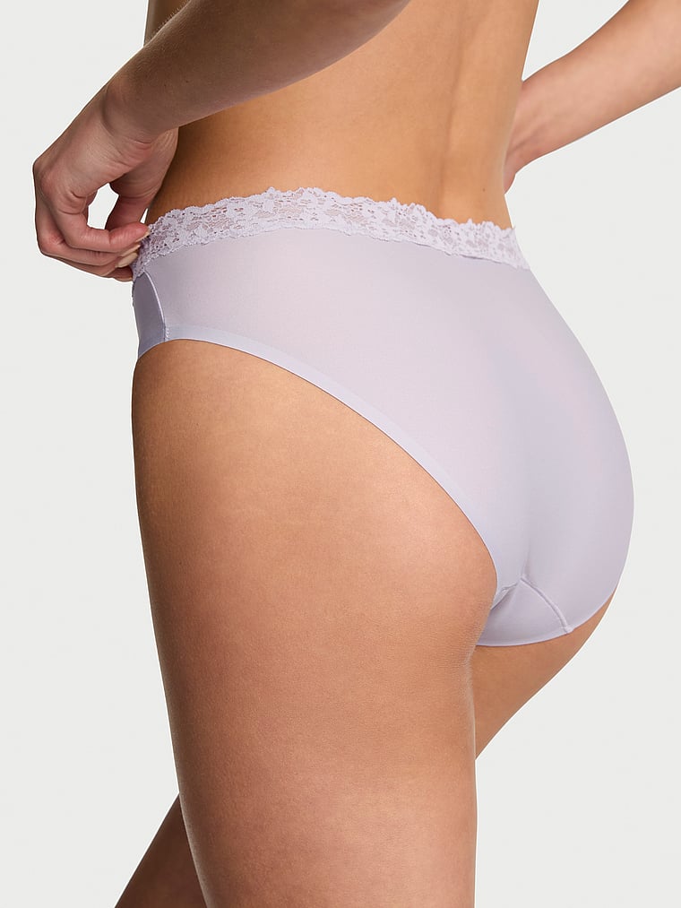 Victoria's Secret, Body by Victoria Body by Victoria Flex Shadow Stripe Mid-Rise Bikini Panty, Purple, onModelBack, 2 of 2 Aga is 5'10" and wears Small