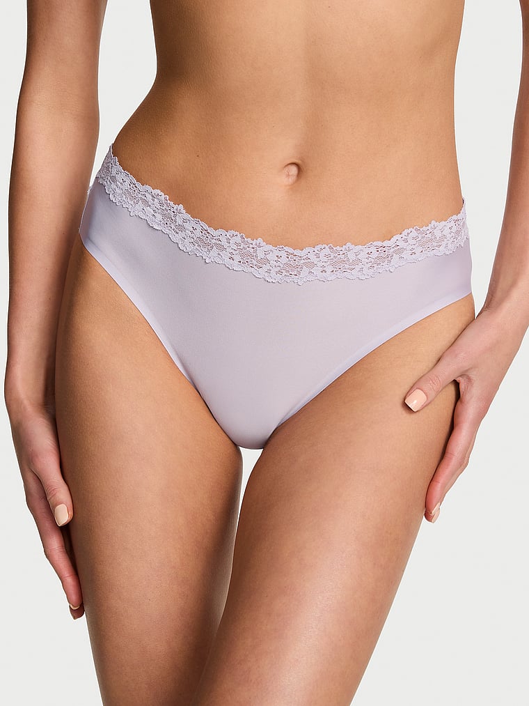 Victoria's Secret, Body by Victoria Body by Victoria Flex Shadow Stripe Mid-Rise Bikini Panty, Purple, onModelFront, 1 of 2 Aga is 5'10" and wears Small