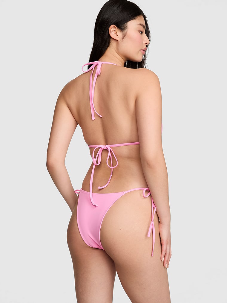 PINK by Frankies Bikinis Cape May Bikini Top, Pink Lollipop, onModelBack, 2 of 3 Gloria is 5'9" and wears 34D or Small