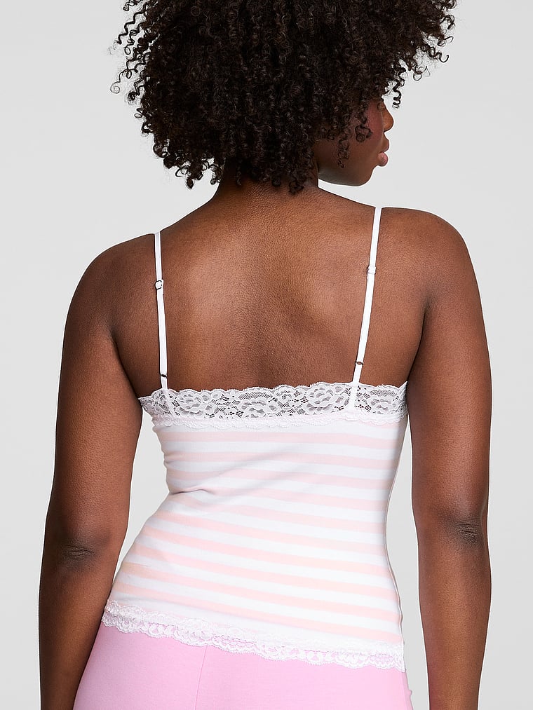 PINK by Frankies Bikinis Stella Tank, Pink Stripe, onModelBack, 2 of 4 Fanta is 5'11" or 180cm and wears Medium