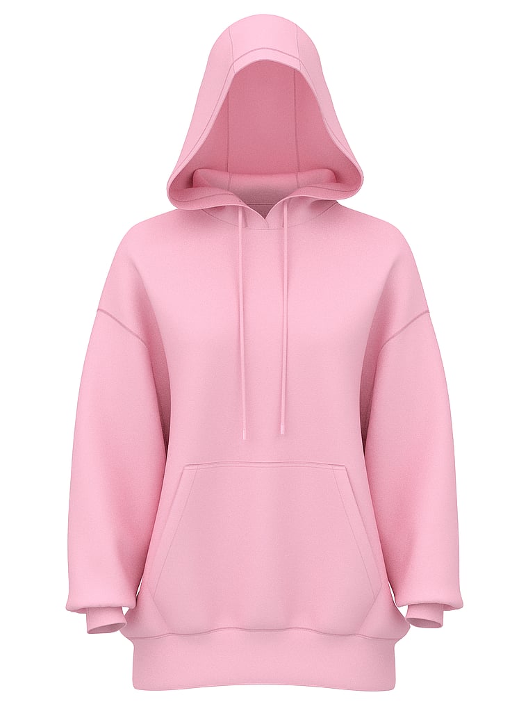 Victoria's Secret, Angel Essentials Iconic Fleece Relaxed Hoodie, Washed Victoria Pink, offModelFront, 3 of 3