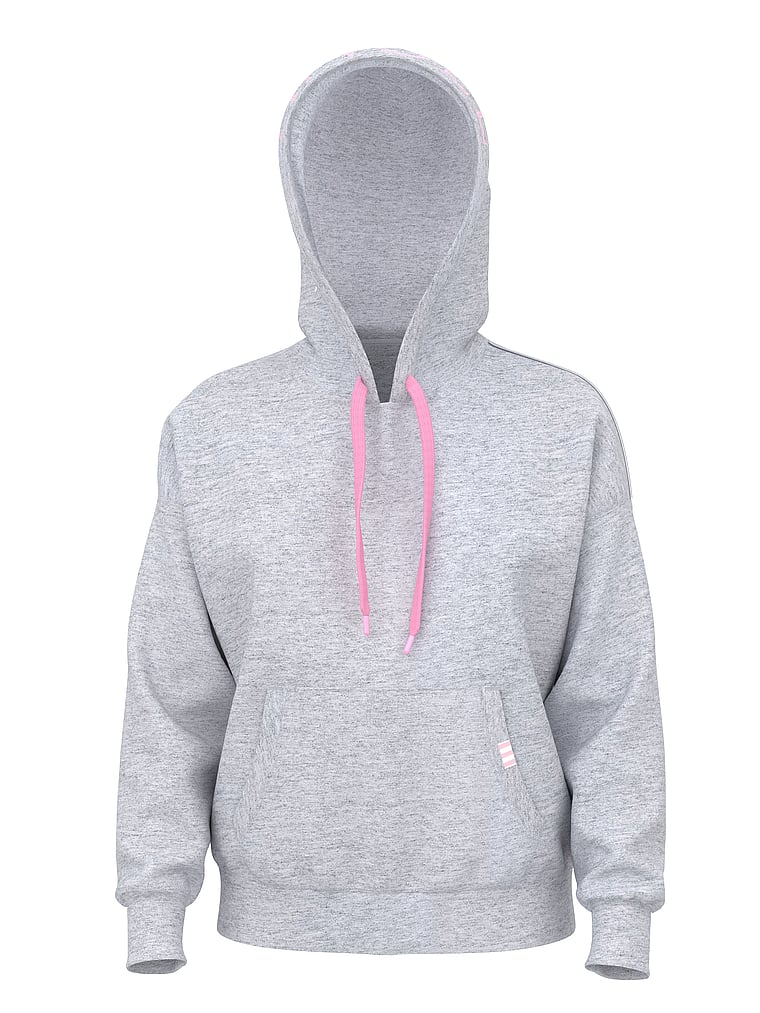 Victoria's Secret, Angel Essentials Popover Fleece Slit Hoodie , Medium Heather Grey, offModelFront, 3 of 4