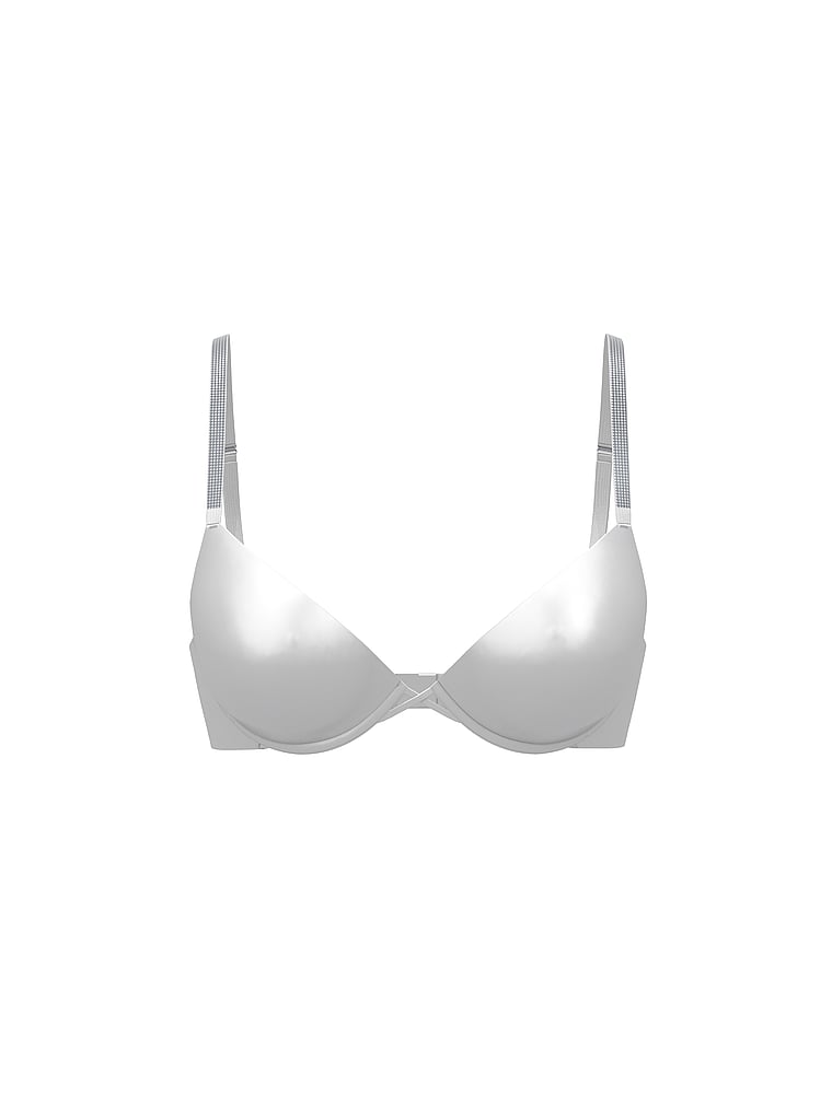 Victoria's Secret, Very Sexy Bombshell Logo Shine Strap Add-2-Cups Push-Up Bra, Sterling, offModelFront, 3 of 3
