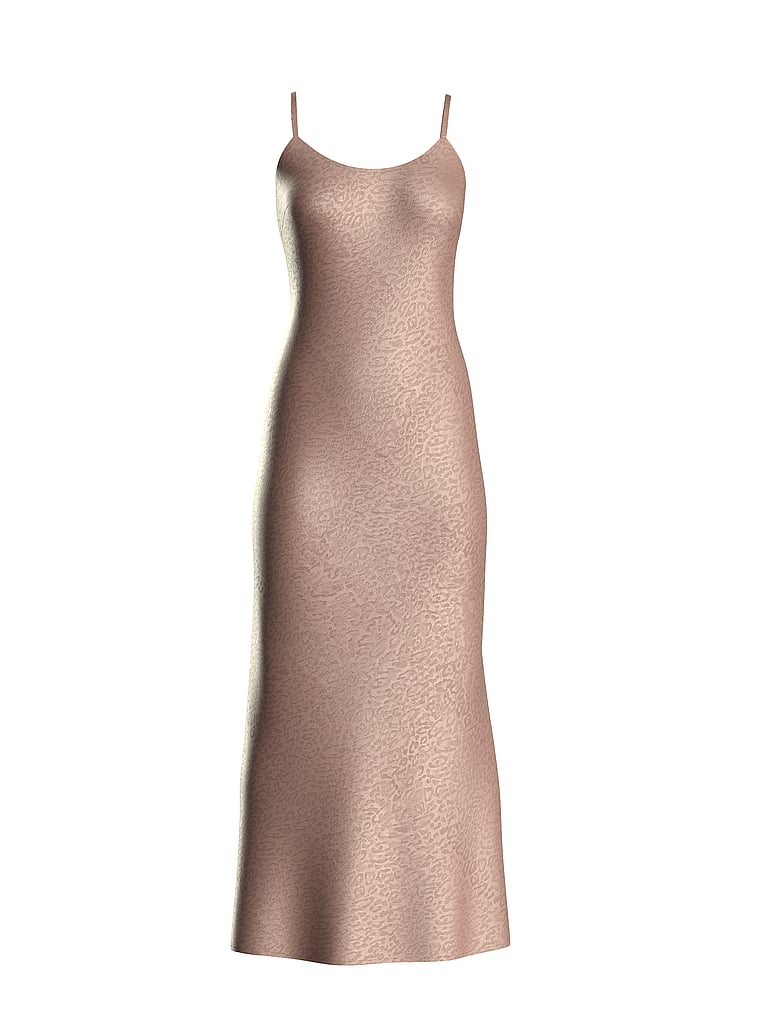 Victoria's Secret, Victoria's Secret Leopard Jacquard Satin Midi Slip Dress, offModelFront, 3 of 3