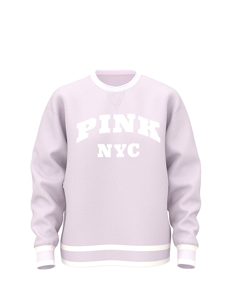 PINK Oversized Crew Sweater, Pink Tulip, offModelFront, 3 of 3