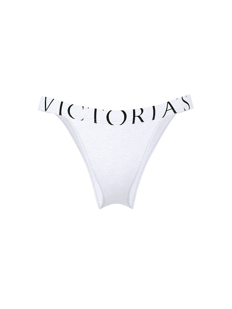 Victoria's Secret, Cotton Exploded Logo Cotton 90s Brief Panty, White, offModelFront, 4 of 4