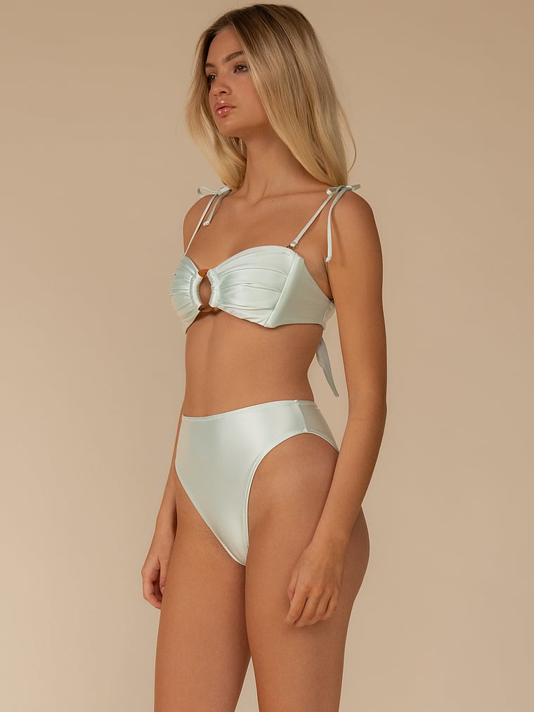 Victoria's Secret, Montce Seafoam Silkie Tori Ties Bandeau Top, Seafoam Silkie, onModelSide, 3 of 3