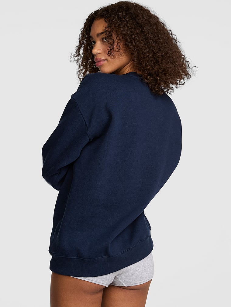PINK Campus Fleece™ Oversized Crew Sweatshirt, Noir Navy, offModelBack, 5 of 5