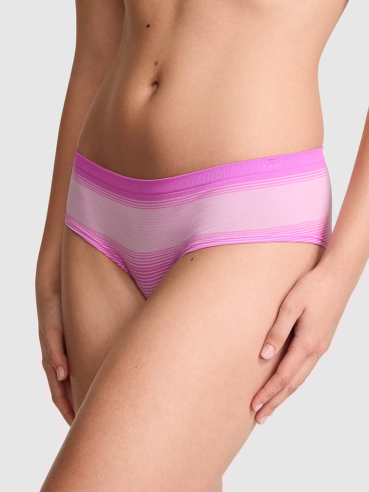 PINK Seamless Hiphugger Panty, Pink Lollipop Ombre Stripes, onModelFront, 1 of 3 Taylor is 5'8" and wears Small