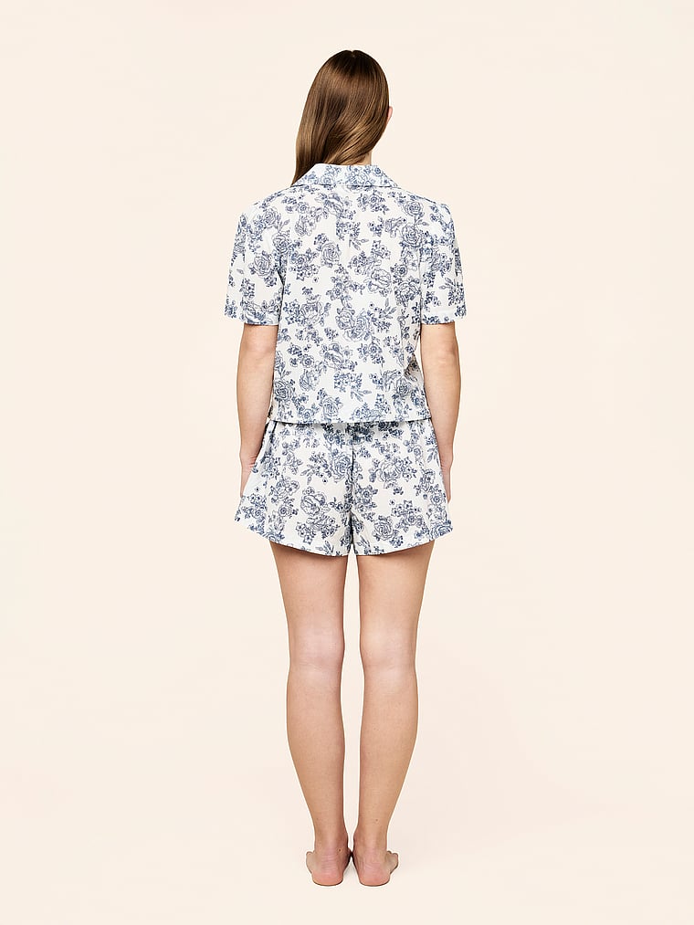 Victoria's Secret, Papinelle Nostalgia Boxer Pajama Set, Blue Floral, onModelBack, 2 of 4