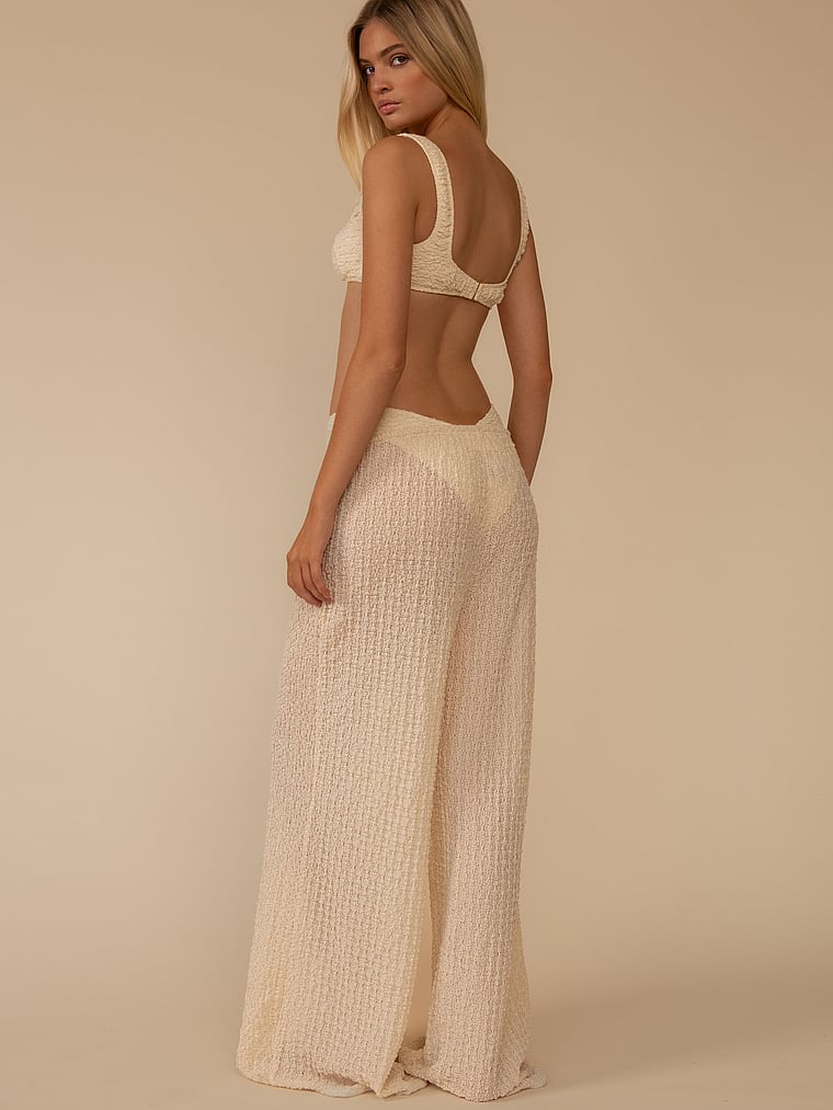Amalia Texture Wide-Leg Drawstring Pant