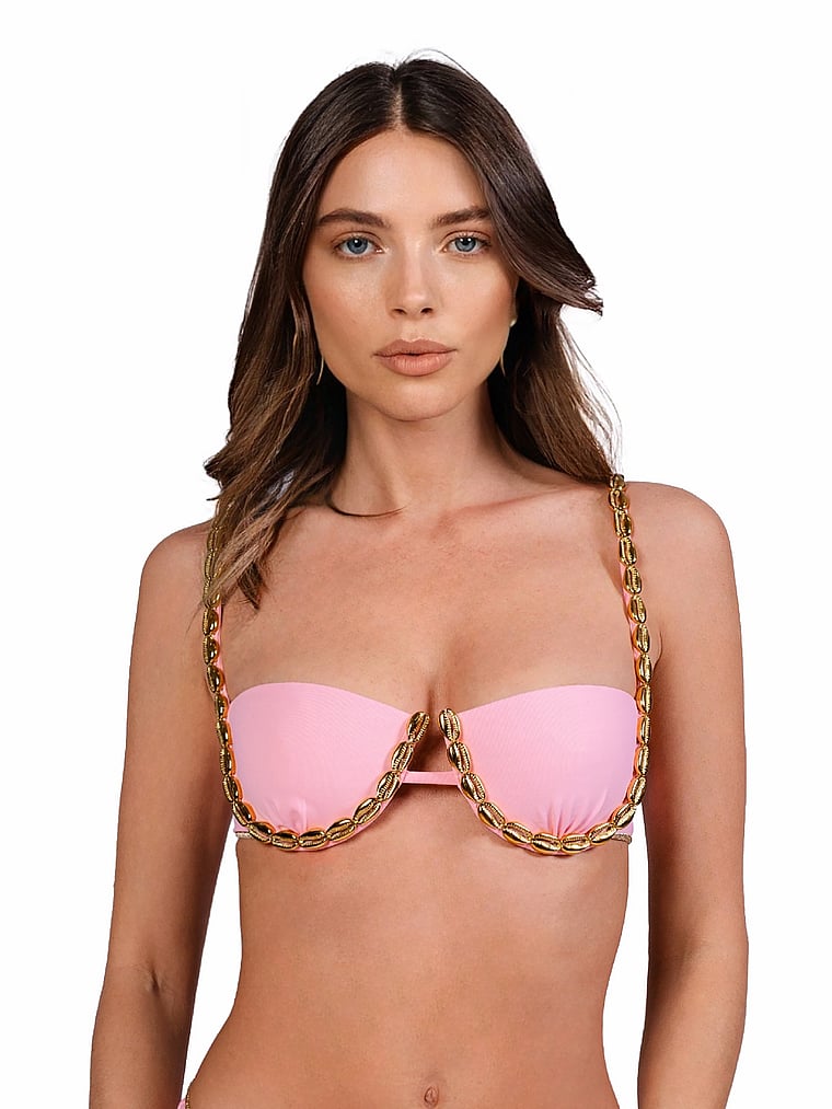 Victoria's Secret, Seashell Italia Colette Balconette Bikini Top, Pink, onModelSide, 4 of 4