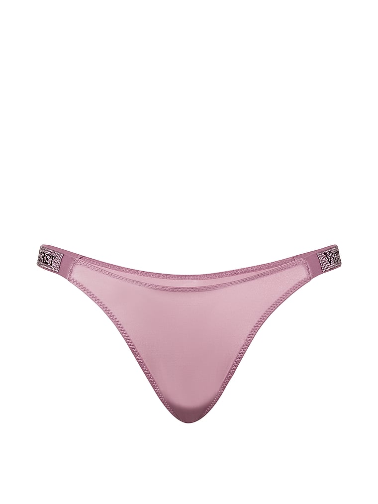 Victoria's Secret, Very Sexy Double Shine Strap Smooth Thong Panty, Dusk Rose, offModelFront, 4 of 4
