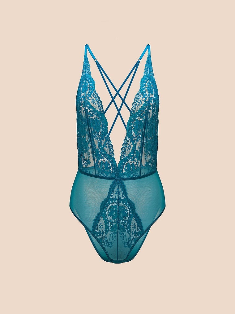 Victoria's Secret, Adore Me Talia Teddy, Crystal Teal, offModelFront, 3 of 3