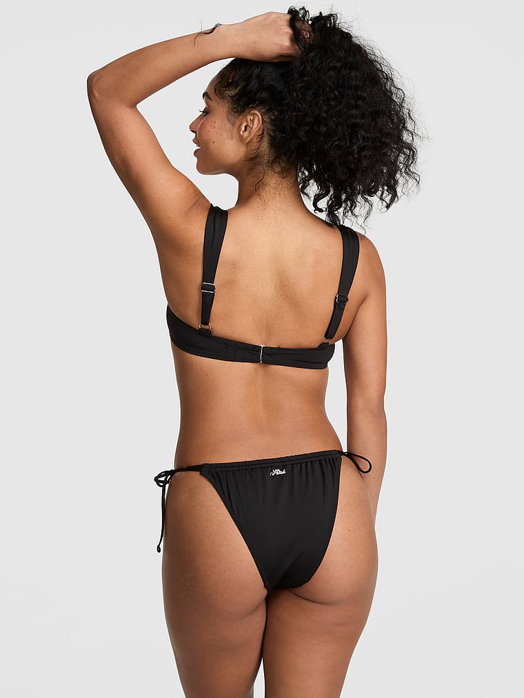 PINK SWIM Ruched Push-Up Balconette Bikini Top, Black, onModelBack, 2 of 3